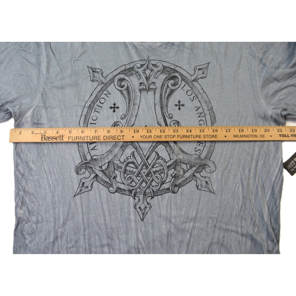 Affliction Eros SS Tee Mens Large Blue Distressed Wing Graphic T-Shirt A2242 NEW - Picture 8 of 10